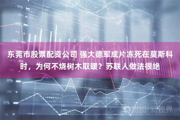 东莞市股票配资公司 强大德军成片冻死在莫斯科时，为何不烧树木取暖？苏联人做法很绝